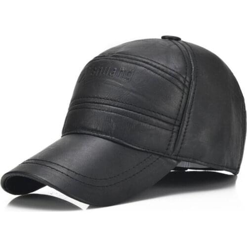 XdanqinX Adjustable Size Cowhide Leather Cap Men Genuine Leather Baseball Caps Snapback Cap 2020 New Mens Brands Simple Dad Hat