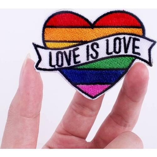 Love is Love Patch Pride LGBT Accessories Iron On Patches For Clothing Stickers Jackets Embroidered Patch Applique Gay Stripes