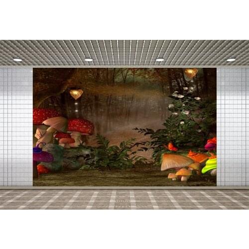 Lyavshi Autumn Forest Fairy Tale Wonderland Mushroom Lantern Custom Backgrounds Photography Backdrop Vinyl Photo Studio Props