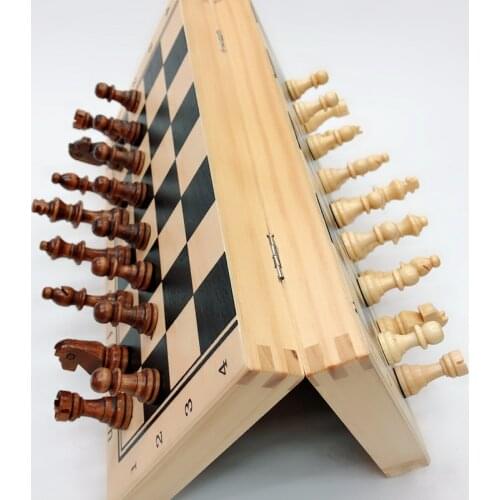 Magnetic Solid Wood Folding Chess Board Panel Wooden Printing Tablero Ajedrez Profesional Entertainment Checkers & Chess