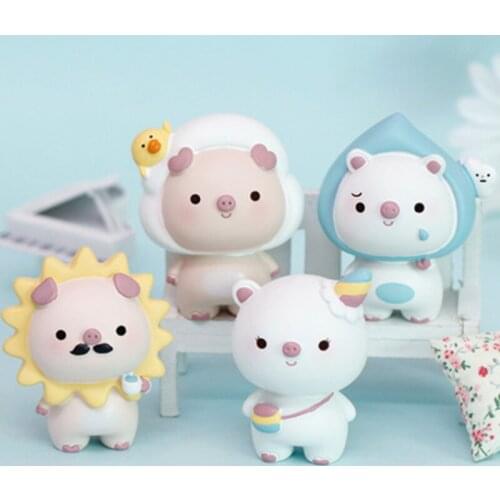 ZOCDOU 1 Piece Cute Pig Small Statue Little Figurine Crafts Figure Ornament Miniatures