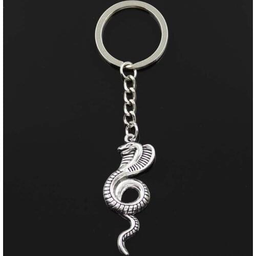 Fashion Keychain 49x19mm King Cobra Snake Bronze Silver Color Pendants DIY Men Jewelry Car Key Chain Ring Holder Souvenir Gift