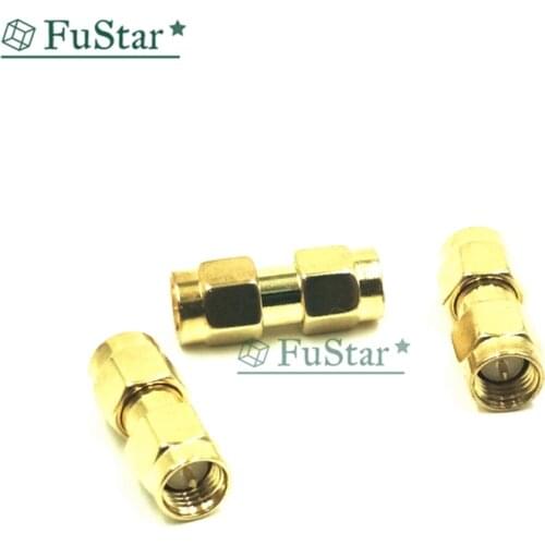 New Hot 5 pcs Needle Gold Tone SMA Male to SMA Male Plug In Series RF Coaxial Adapter Connector SMA-JJ