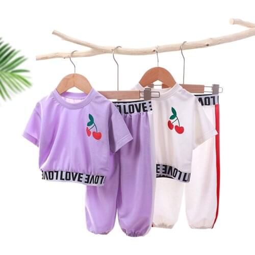 Toddler Baby Girls Clothes Letter Strawberry T-Shirt + Pants Sets Baby Kids Outfits Tracksuit Girls Clothing 2 3 4 5 6 7 Years