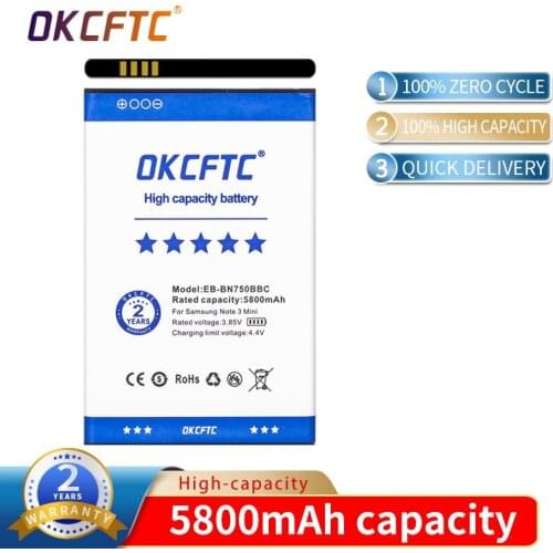 OKCFTC 5800mAh Original Battery EB-BN750BBC EB-BN750BBE For Samsung Galaxy Note 3 Neo N750 N7505 N7502 N7500Q N750K N750S E510
