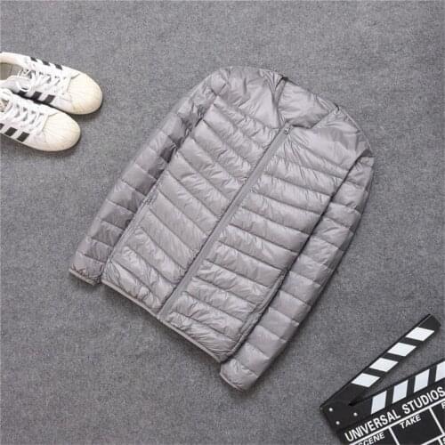 2018 Autumn Winter Men Down Jacket Slim White Duck Ultra Light Down Parkas Coats Male O-Neck Short Tops Outwear Plus Size AB1049