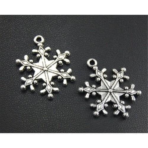 5pcs Silver Color Snowflake Charm Fit Bracelets Necklance DIY Metal Jewelry Making 20x26mm A1696