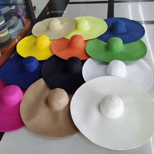27in Diameter Straw Hats for Women Fashion Wide Brim Straw Hat Beach Sun Hat Oversized Beach Hats for Women UV UPF50
