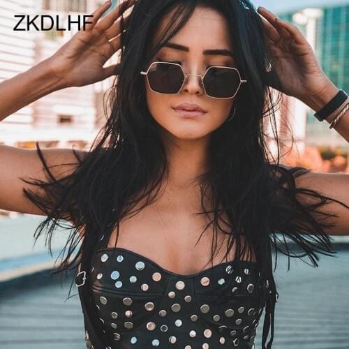 Metal Vintage Sunglasses Women Brand Designer Sun Glasses Male Female Retro Small Frame Polygon Sunglass Mirror Oculos De Sol