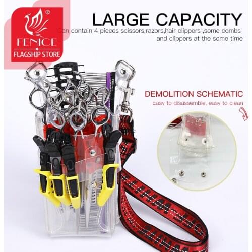 Fenice Scissors Bag Genuine Leather Hair Care Tools Salon Barber tooled Holster Toolkit Pet Scissors Pockets Pouch Belt