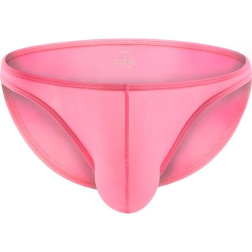 New Sexy Mens Brief Breathable Ultra Thin Smooth Ice-Silk Brief Summer Brief U Convex Underwear Ropa Interior Hombre