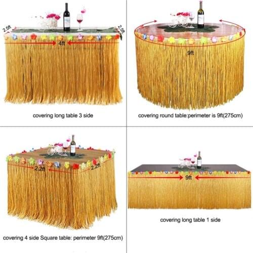 Hawaiian Luau Party Tropical Plastic Table Skirt Decoration Table Silk Faux Flowers Beach Party Event Decor Accessories