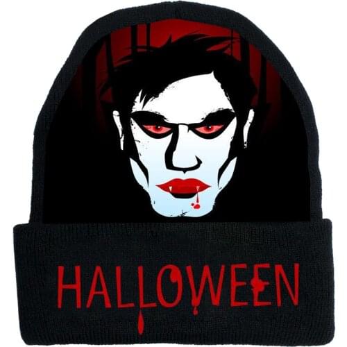 Unisex Halloween Hip Hop Keep Warm Knitted Masked Hat Brimless Pullover Cap Headgear Helmet