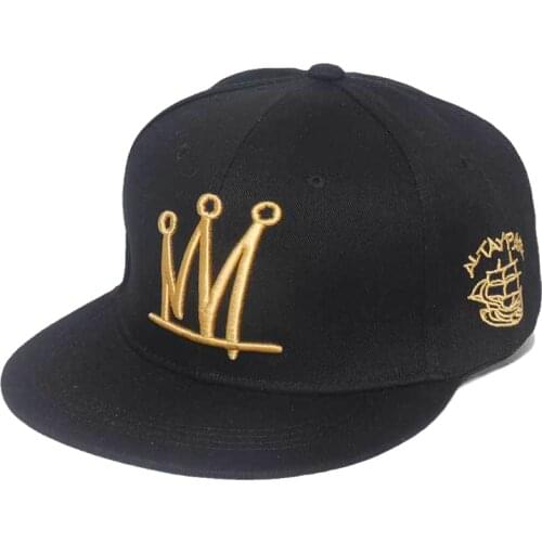 Hip Hop Caps Black Embroidery Hip Hop Snapback Hat for Men Women Adult Outdoor Casual Sun Baseball Cap Bone
