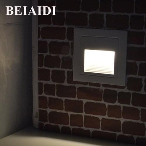BEIAIDI 8pcs Embedded Led Step Stair Light Footlights 3W Recessed Wall Stair Lamp Outdoor Aisle Corner Light For Villa Hotel