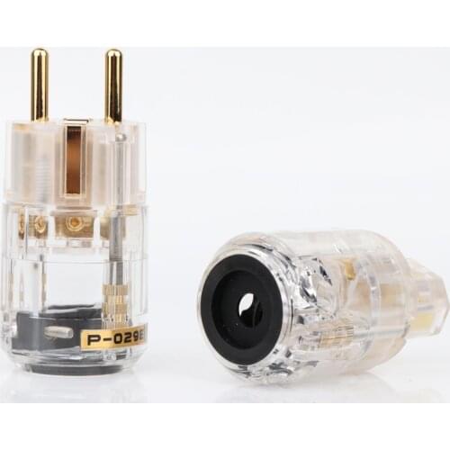 Hight Quality 24k Gold-Plated Schuko plug EU version power plugs for audio power cable 24K Gold Plated Male Plug Female I