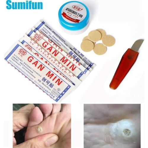 1Set 4pcs Warts Remover Tools Callus Ointment Clear Moles Tag Wiper Genital Treatment Plaster Foot Corn Plaster Skin Care