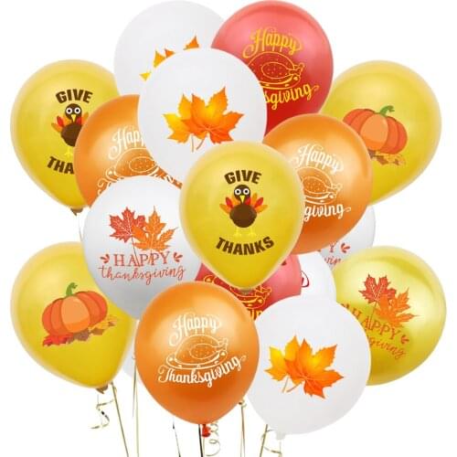 12Inch Give Thanks Latex Helium Balloons Turkey /maple Leaf /pumpkin Cartoons Style Thanksgiving Party Decoration for Kids