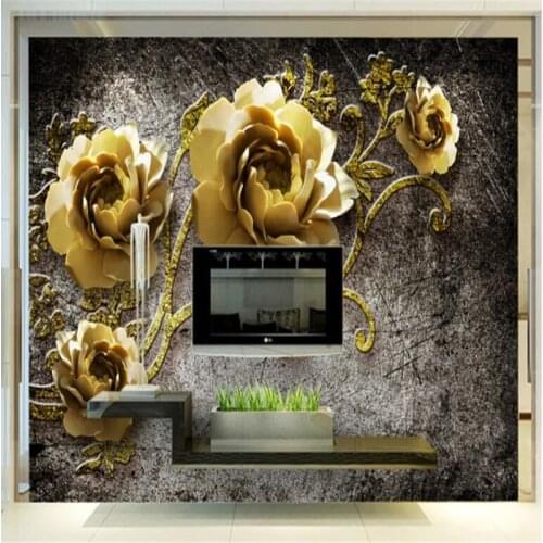 Beibehang Custom 3D photo wallpaper home decor home and rich relief peony flower vine TV background wall wallpaper for walls 3 d
