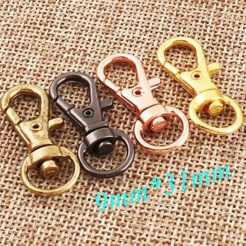 50 PCS Lobster Swivel Clasps Antique Bronze/Gold/Black/Rose Gold Hook Alloy Clasp Connector Snap Buckle Gate Bag Purse Clasps