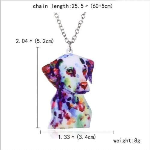 Acrylic coloured drawing Dog necklace-Drop shipping