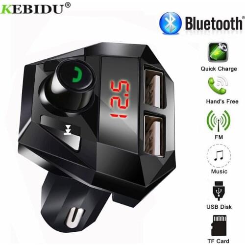KEBIDU Car Bluetooth 5.0 Wireless MP3 Player FM Transmitter Handsfree 2.1A USB Car Accessories with LED Display