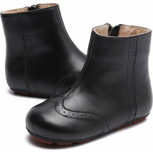 Girls Boots Winter Girls Shoes 2019 New Children British Boots Leather Princess Shoes Baby Side Zipper Martin Boots Warm Botas