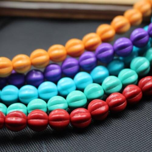 108Pcs 8mm Stone Artificial Pumpkin Beads Multi-Color Lovely Beads Long Necklace for jewelry &DIY Bracelet Earring Making Stone