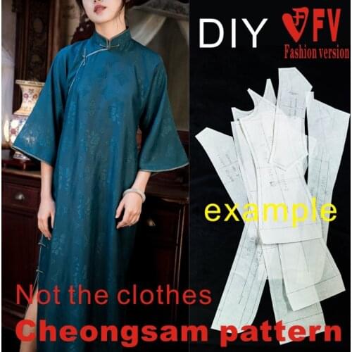 Cheongsam pattern womens retro side cardigan button raglan sleeves garment cutting drawings 1:1 pattern physical BQP-40