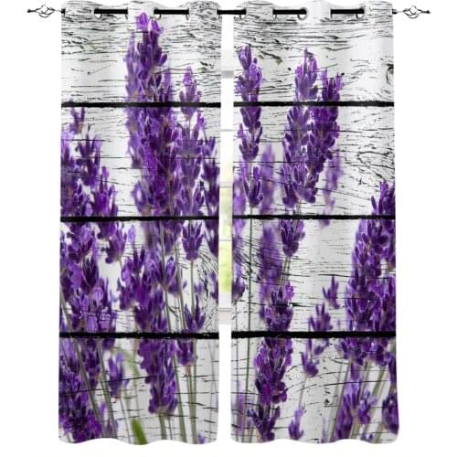 Purple Lavender Wood Board Vintage Style Windows Curtains Living Room Bedroom Kitchen Curtains Children Drapes Window Treatments