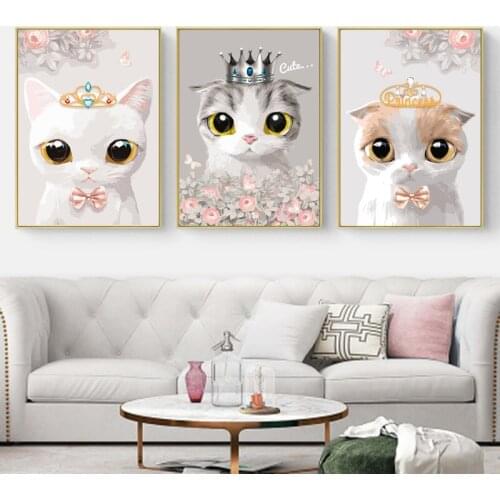 DIY Painting By Numbers White Cat Animals Kits Oil Coloring By Numbers Unique Gift Home Wall Art Decor 40x50cm Artwork