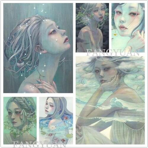 Diy Cartoon Girl Portrait Diamond Painting Full Square/round Diamond Embroidery Handmade Mosaic Wall Art Poster Home Decoration