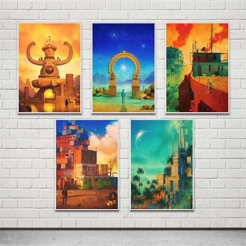Home Decor Aesthetic Canvas Prints Buildings Painting Posters Wall Art Fantasy Modular Pictures For Bedside Background Framed