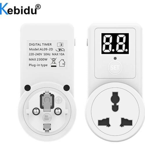 EU Plug Electronic Digital Timer Switch 220V 240V On/ Off Kitchen Timer Outlet Programmable Timing Socket for Household