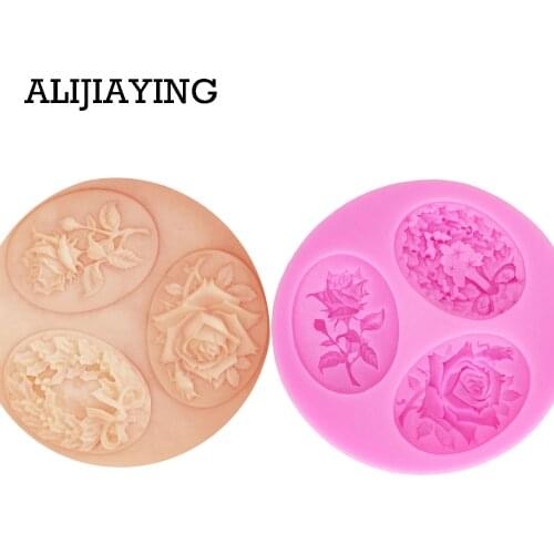 M0039 Rose Flower Form Cake Silicone Molds Cookie Cutter Soap Fondant Moulds Kitchen Pastry Cake Decorating Tools