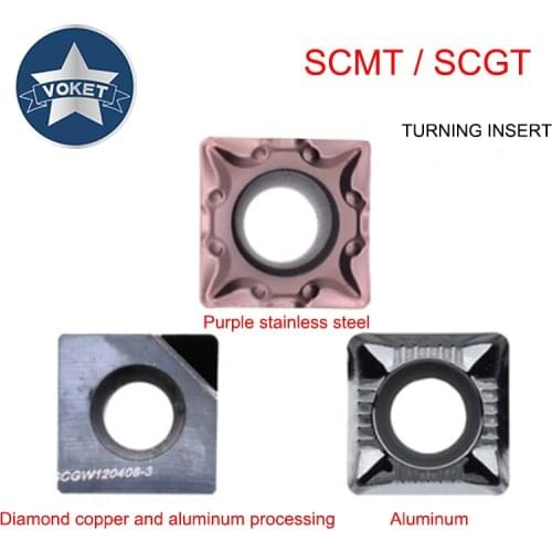 VOKET PCD diamond cutter head for square SCMT SCGT 09T304 09T308 09T302 120408 CNC lathe blade carbide knife grain aluminum