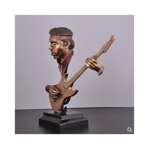Painted home deco Temple painted Quality Abstract Flute Player Musician Bust Sculpture Resin Ornamental Craft Embellishment Room