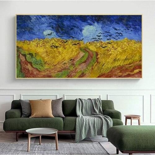 Van Gogh Impressionist Artwork Wheat Field Under Threatening Skies Famous Paintings Print on Canvas Art Wall Pictures Home Decor