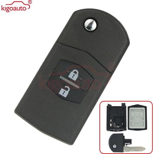 Kigoauto 5pcs 2 Button Flip Folding Remote Key Fob Shell Case Replacement for Mazda 3 5 6 2005 2006 2007 2008 2009 2010