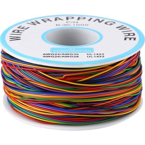 Colorful P/N B-30-1000 280M 8-Wire Colored Insulation Wrapping Copper Test Cable Breadboard Jumper Insulation Wire Connector