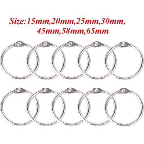 Magideal 10 Pcs/Lot 15mm~65mm Round Hinged Rings for Scrapbooks Albums DIY Strong and firm Crafts Buckles Hooks