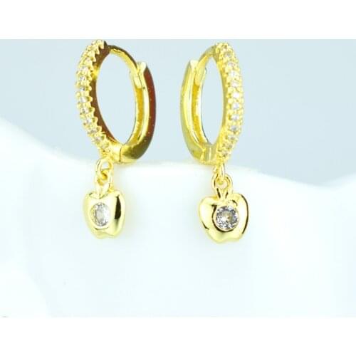 Mini simple geometric earrings cute little apple fruit earrings party daily ladies birthday circle zircon small apple earrings