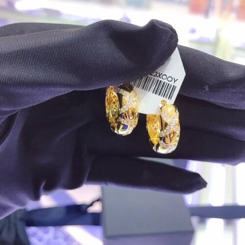 Fashion Charm Copy 1:1 Copy, Yellow Paved Sliding Mono Ear Jacket Women Luxury Jewelry Gift