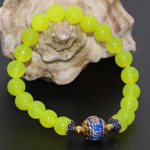 6type 6mm 8mm lemon chalcedony jades fashion women strand bracelet bangle round beads unique hot sale gift jewelry 7.5inch B1955