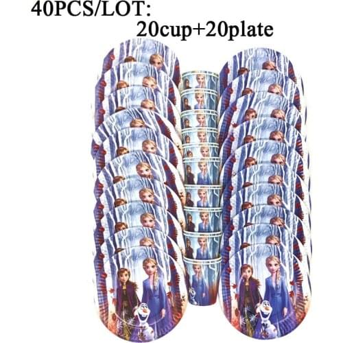 Frozen 2 Party Supplies Cups Plates Napkins Disposable Tableware For Baby Girl Frozen 2 Theme Birthday Party Decorations Set