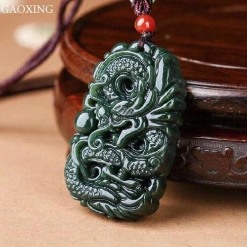 Natural Hetian Sapphire Pendant Dragon Peiyu Pendant Zodiac Dragon Mens and Womens High-end Pendants