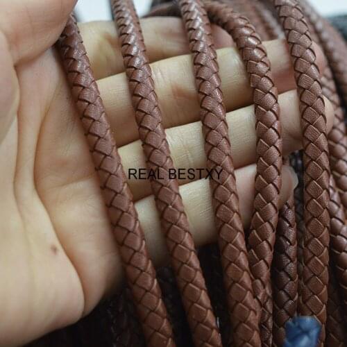 5m/Lot Approx: 6mm Round Genuine Braided Leather Cord Rope for Necklace Bracelet Jewelry DIY Making Accessories Cords