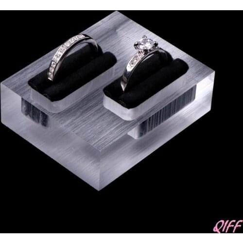 Clear Acrylic Double Rings Display Stand Jewelry Store Showcase Holder Organizer