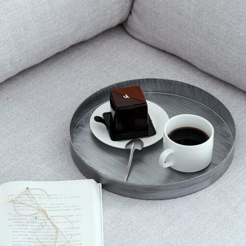 Silver Round Tray for Cake Dessert Decoration Coffee Plate Home Decorating Bake Ware Photography Props Ring Tray