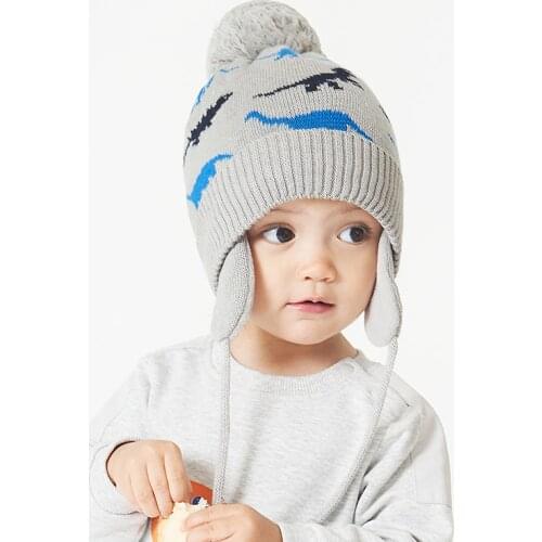 Earflap Hat Boy Winter Beanie Knit Pompom Autumn Warm Skiing Outdoor Head Accessory For Toddlers Spring